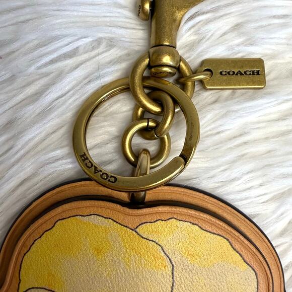 Coach X Koki Leather Hibiscus Flower Key Fob Chain Keychain Bag Charm - Picture 3 of 8